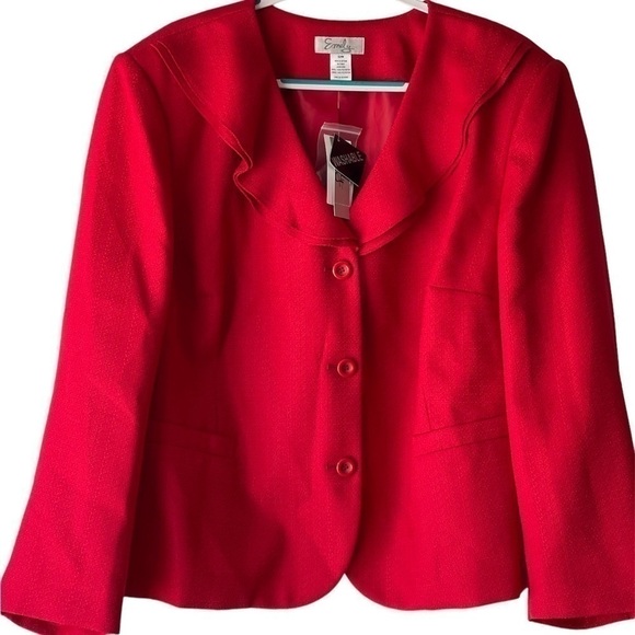 Red Suit Jacket Skirt for Women Plus Size Red Formal Dress Valentines Day, 32W - Picture 3 of 12